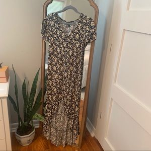 High-low black flower dress